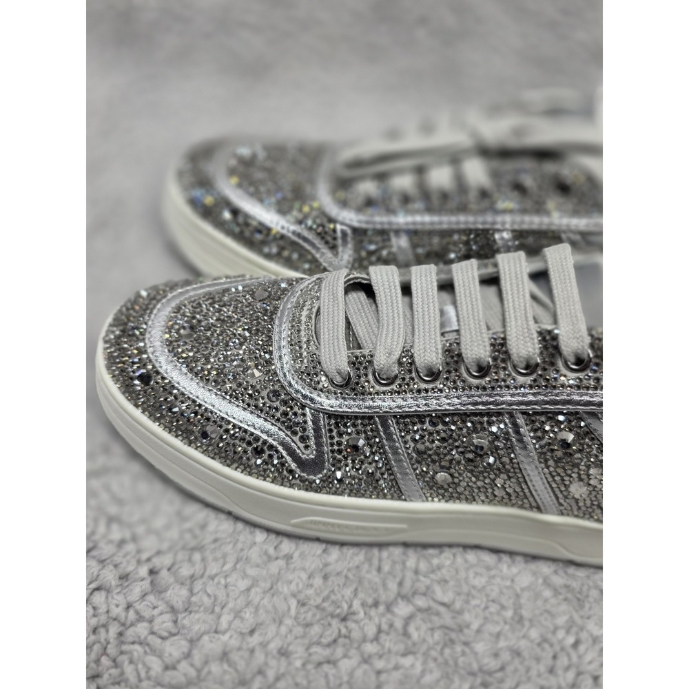 Jimmy Choo Hawaii Crystal Satin & Leather Sneaker‎ Women's EU36.5 US 6.5 - Picture 8 of 16